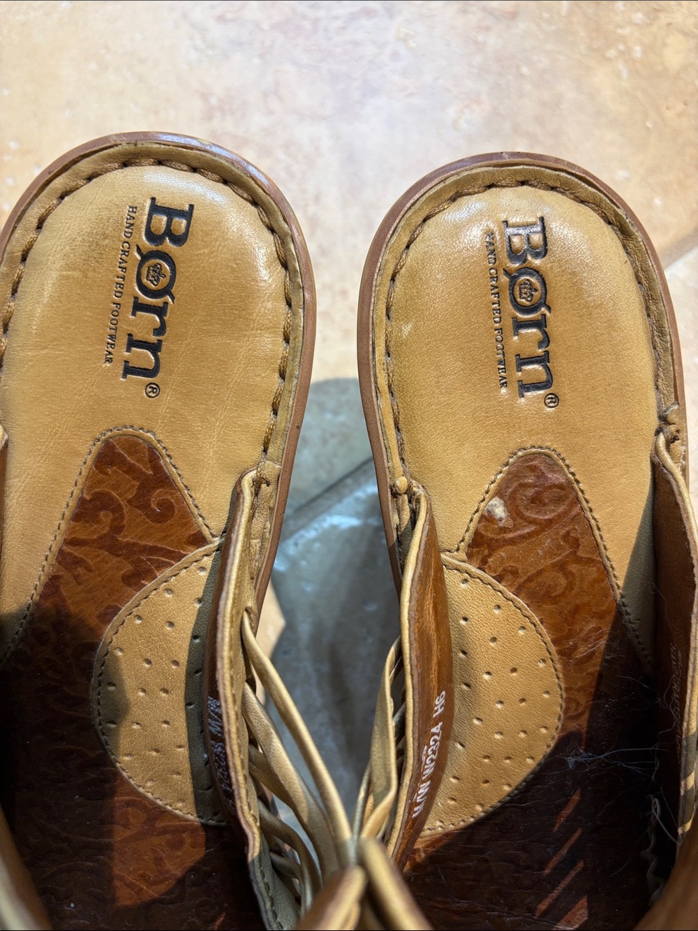 Born Olive-Tan Braided Leather Wedge Mules - Picture 5 of 7